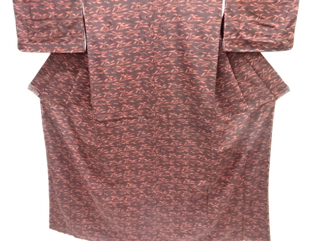  大正ロマン　錦紗草葉模様着物